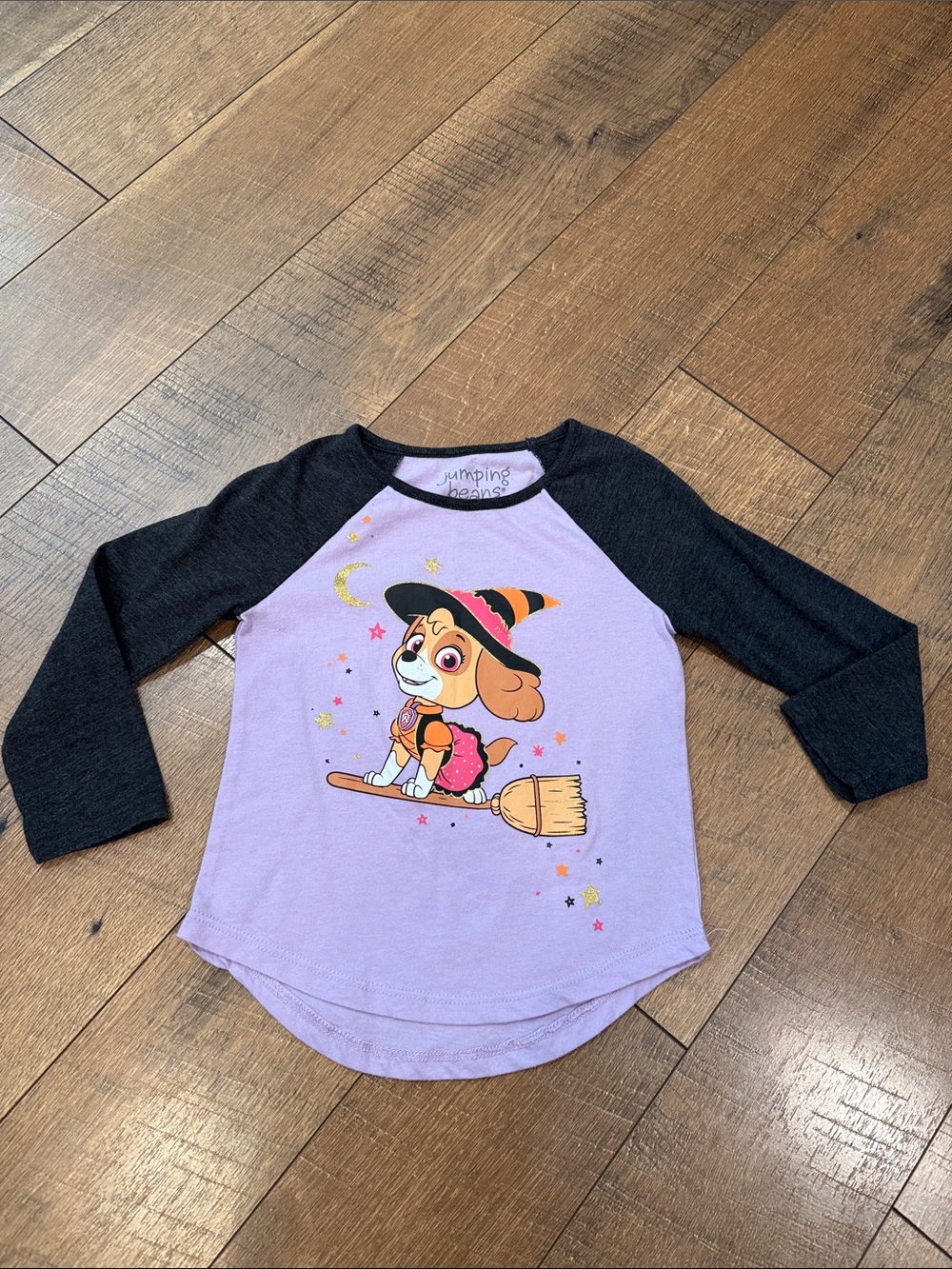 jumping beans Lavender & Black Raglan Tee with Witch Pup Graphic